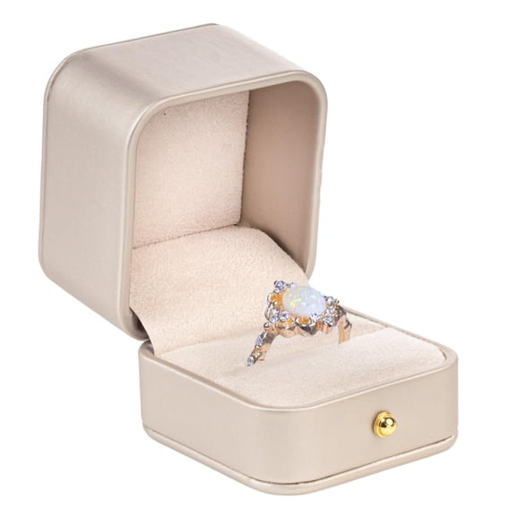 Elegant Leather Ring Box for Proposal, Engagement Ring box Premium jewelry ring Case, wedding ring box, Anniversary, Valentine's Day Ring gift box beige, Ring