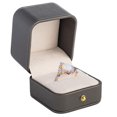thumbnail image 1 of Elegant Leather Ring Box for Proposal, Engagement Ring box  Premium jewelry ring Case, wedding ring box, Anniversary, Valentine's Day Ring gift box charcoal, Ring, 1 of 6