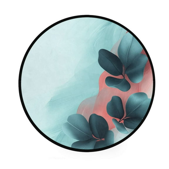 Elegant Leaves Background Memory Foam Bath Mat 36" Absorbent Rug with Non Slip Base and 4 Bonus Pads