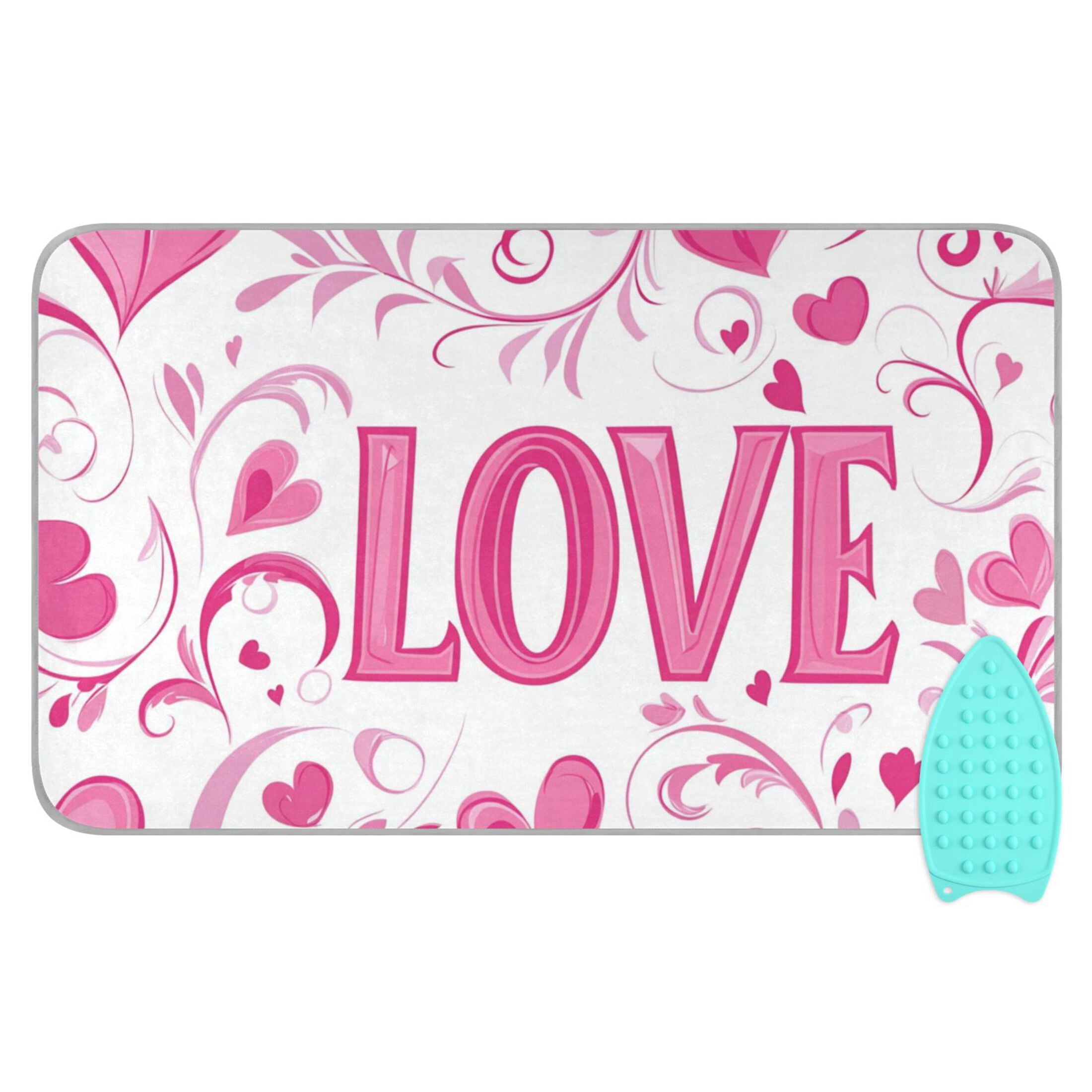 Elegant Leaves Hearts Love Valentine Ironing Mat Blanket Portable Travel Ironing Pad Heat Resistant Pad 47.2" x 27.6”