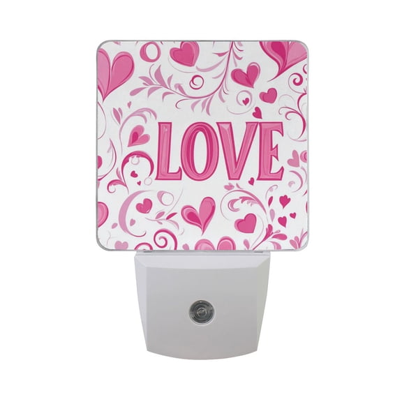Elegant Leaves Hearts Love Valentine LED Night Light with Smart Sensor Plug Into Wall Dusk to Dawn 2 packs