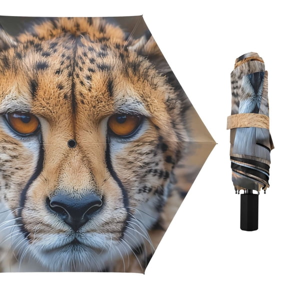 Elegant Leopard Compact Sun Umbrella Windproof Travel Umbrellas for Rain Strong Portable UV Protection