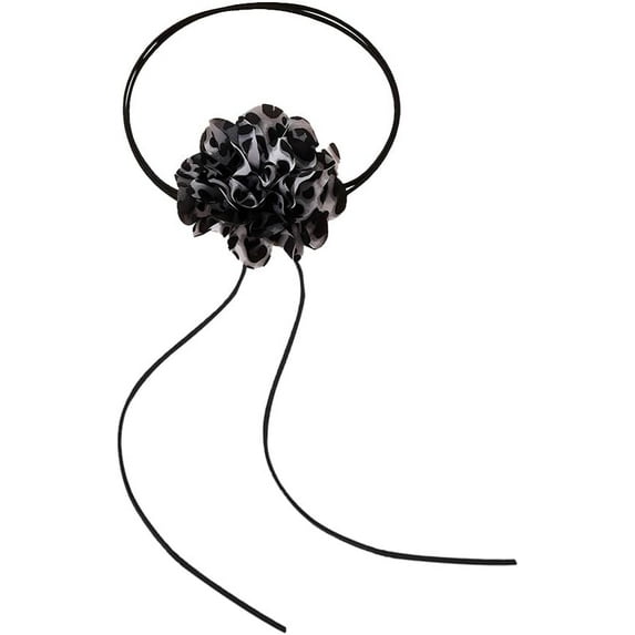 Elegant Leopard Print Flower Choker Necklace for Women Vintage Floral Chokers Fashion Accessories for Bride Wedding