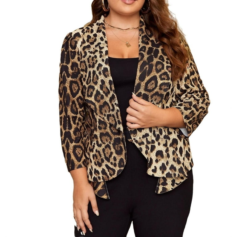 Plus size leopard blazers store