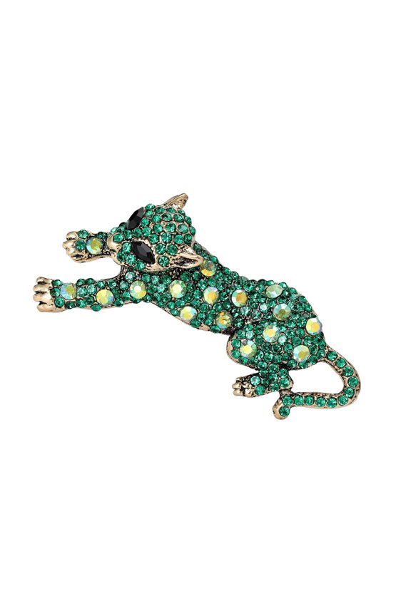 Elegant Leopards Rhinestones Brooch Handmade Jewelry Accent Alloy Crystal Lapel Pin For Outfit Enhancement Accessories