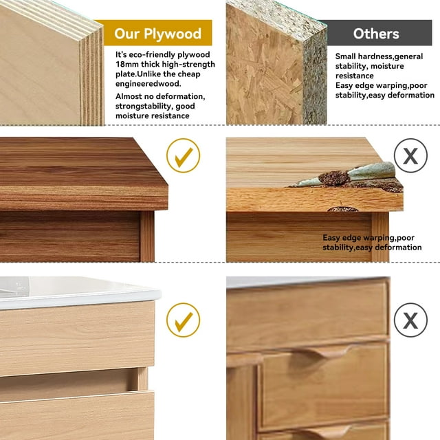 Elegant Light Oak 36 Inch Solid Wood Wall Mounted Bathroom Vanity with