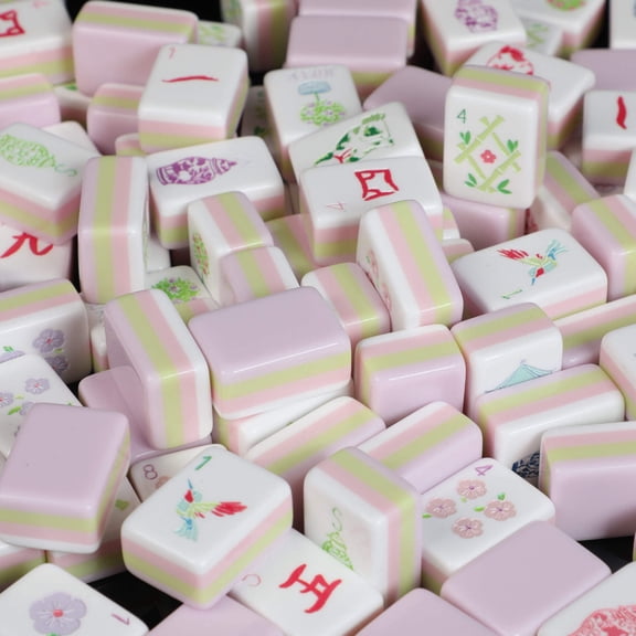 Elegant Light Pink American Mahjong Set, 166 Professional Acrylic Tiles with Dreamy Sakura Aesthetic, Modern Crystal Style Tabletop Game for Social Gatherings & Gifting