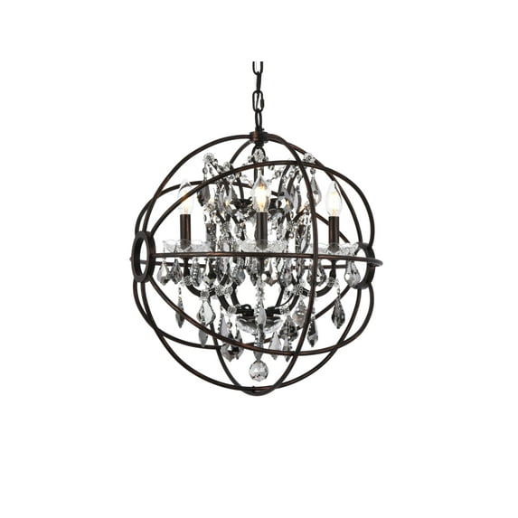 Elegant Lighting Geneva 20" 5 Light Royal Crystal Pendant Lamp