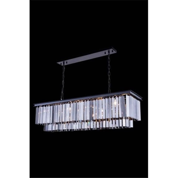 Elegant Lighting 1202D50MB-SS-RC Sydney Pendent Lamp - Mocha Brown- Royal Cut Silver Shade Crystals