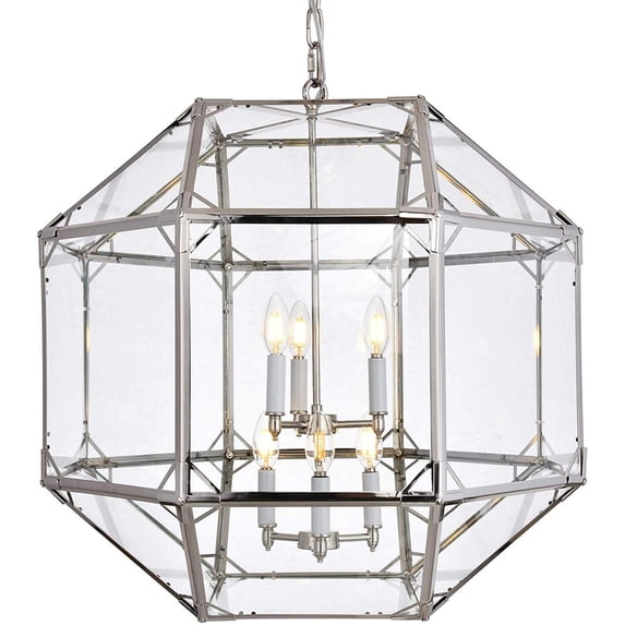 Elegant Lighting 1514D24PN Gordon 6 Light Polished Nickel Chandelier