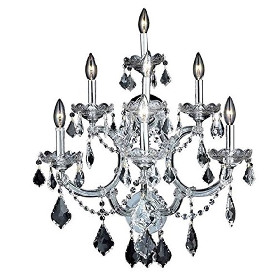 Elegant Lighting 2800W7C/SS Theresa Collection 7-Light Wall Sconce with Swarovski Strass/Elements Crystal, Chrome Finish
