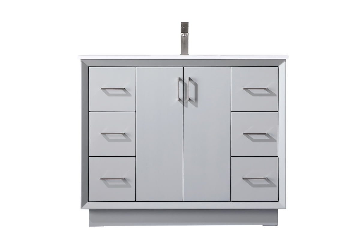 Grey 48" Freestanding Vanity with Calacatta White Marble Top