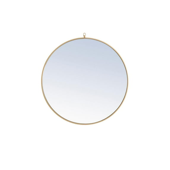 Elegant Decor Metal frame Round Mirror with decorative hook 42 inch Brass finish