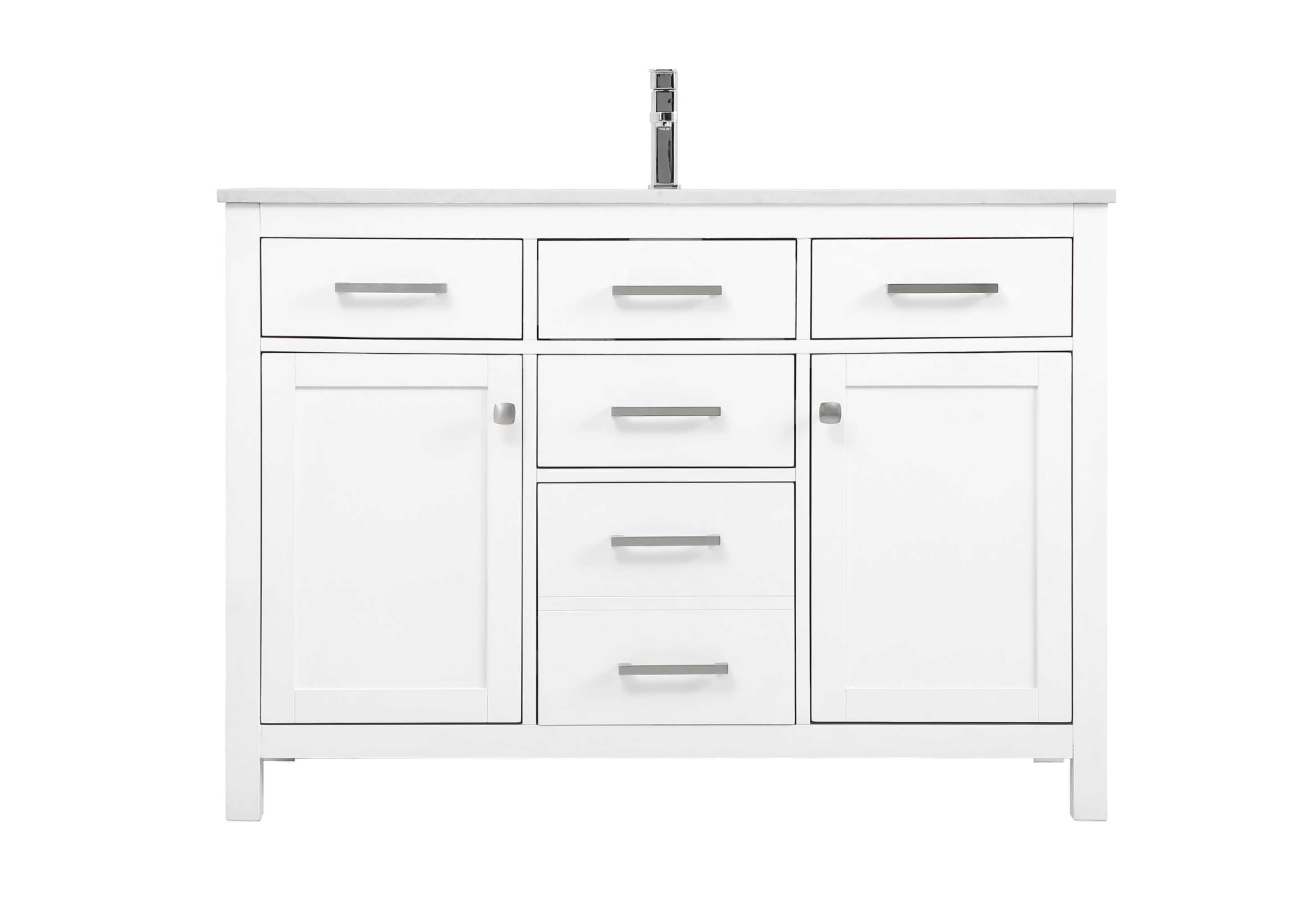 Lewis 48'' White Single Bathroom Vanity with Engineered Marble Top
