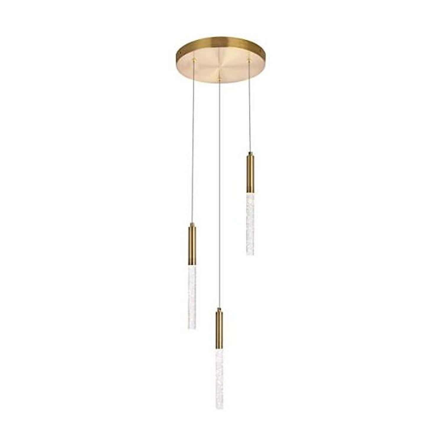 Ethereal Ruelle Gold Crystal LED Pendant, 12" Contemporary