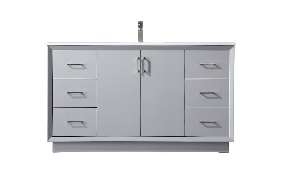 Hayes 60" Grey Freestanding Double Sink Vanity with Marble Top