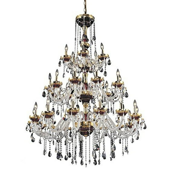 Elegant Lighting 7810G45G/RC Alexandria 62-Inch High 30-Light Chandelier, Gold Finish with Crystal (Clear) Royal Cut RC Crystal