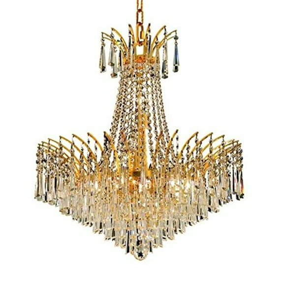 Elegant Lighting 8032D24G-EC 24 Dia. x 24 H in. Victoria Collection Hanging Fixture - Gold Finish, Elegant Cut