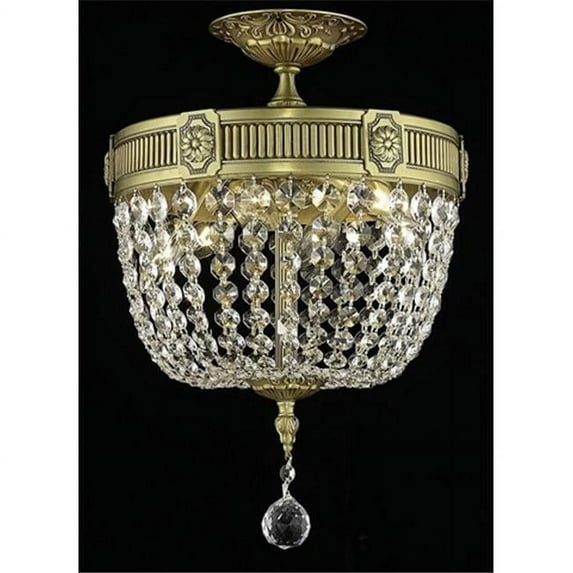 Elegant Lighting 9303F12FG-EC 12 Dia. x 17 H in. Esperanza Flush Mount, Elegant Cut - French Gold
