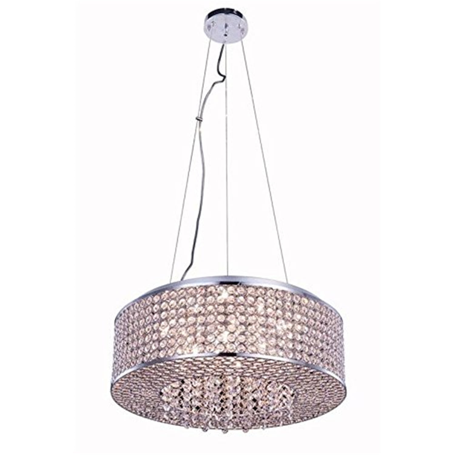 Amelie 20" Chrome Drum Pendant with Royal Cut Crystals