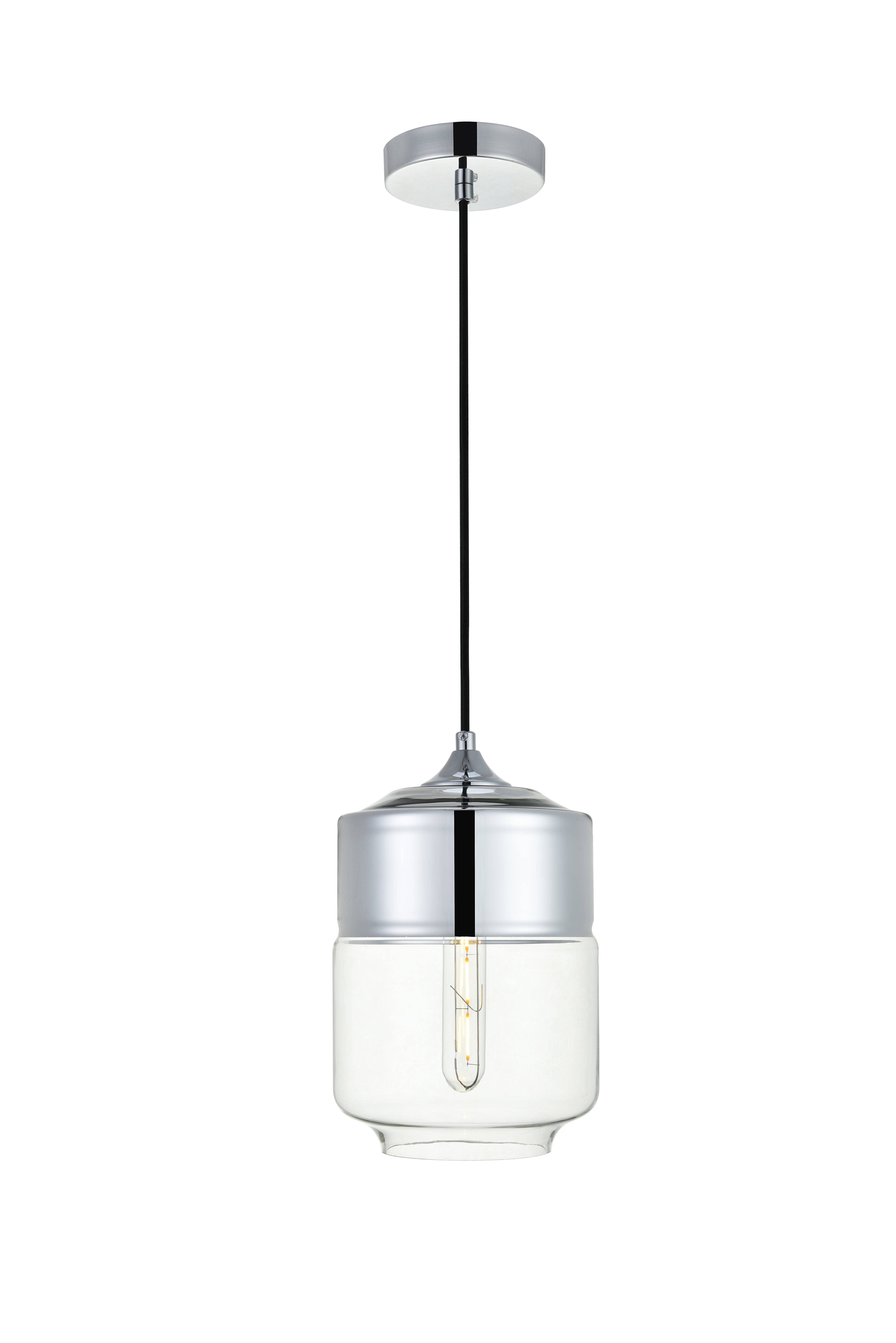 Ashwell Chrome Pendant Light with Clear Glass Shade