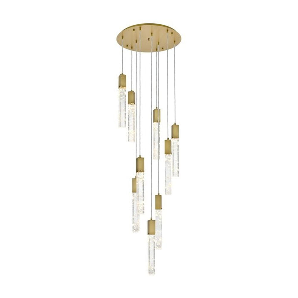Aurora 24-inch Satin Gold Chandelier with Clear Crystal Pendants