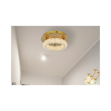 Elegant Lighting Bowen 18" 1-Light Metal Adjustable LED Flush Mount in Chrome