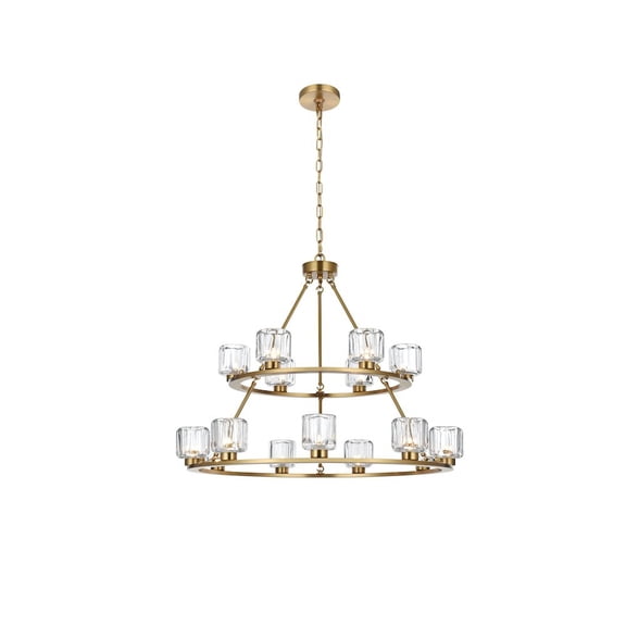 Elegant Lighting Cadence 36 Inch Two-Tier Chandelier In Satin Gold