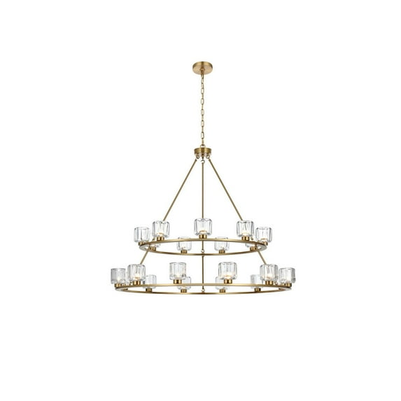 Elegant Lighting Cadence 48 Inch Two-Tier Chandelier In Satin Gold