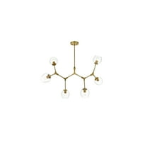 Elegant Lighting Cavoli 49" 9-Light Metal & Glass Chandelier in Brass/Clear