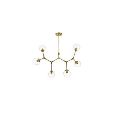 Elegant Lighting Cavoli 49" 9-Light Metal & Glass Chandelier in Brass/Clear