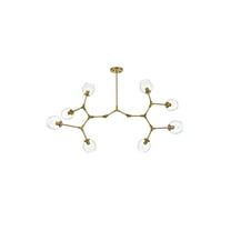 Elegant Lighting Cavoli 61" 9-Light Metal & Glass Chandelier in Brass/Clear
