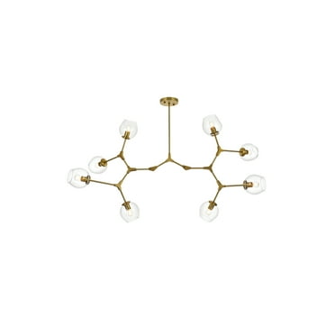Elegant Lighting Cavoli 61" 9-Light Metal & Glass Chandelier in Brass/Clear