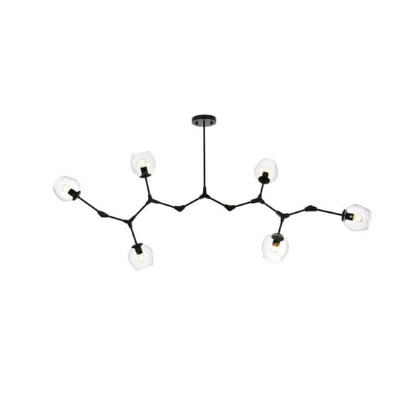 Elegant Lighting Cavoli 70" 9-Light Metal & Glass Chandelier in Black/Clear