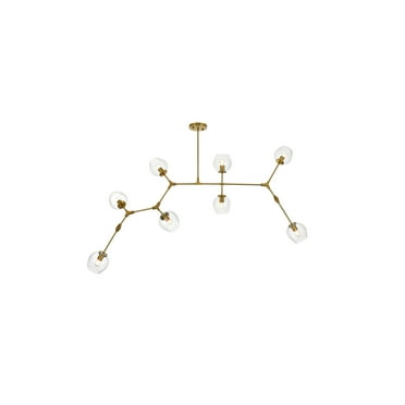 Elegant Lighting Cavoli 74" 9-Light Metal & Glass Chandelier in Brass/Clear