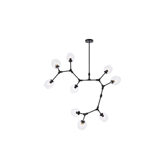 Elegant Lighting Cavoli 9 Lights Iron and Glass Chandelier in Black