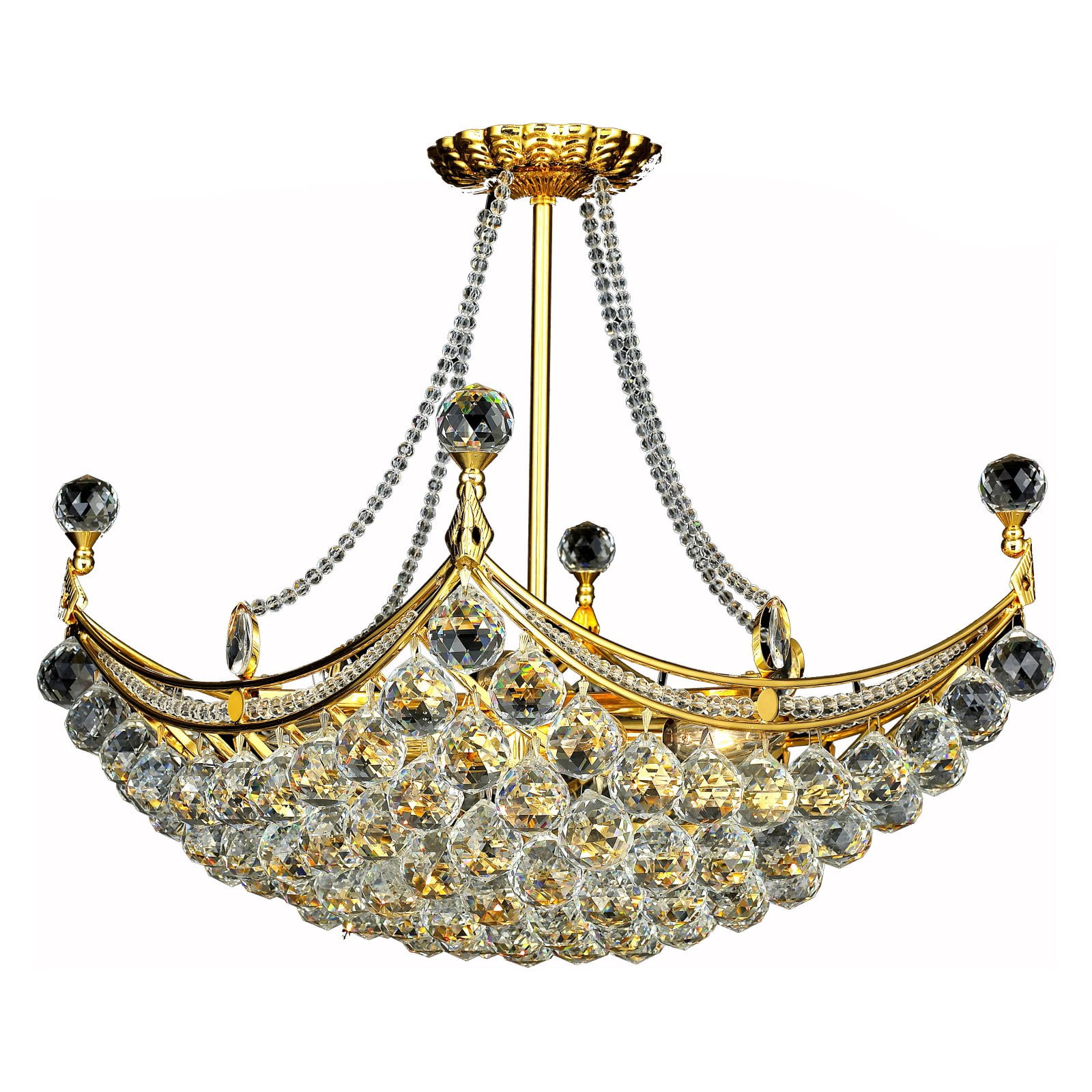 Gold and Clear Crystal 8-Light Chandelier with Royal Cut Trim