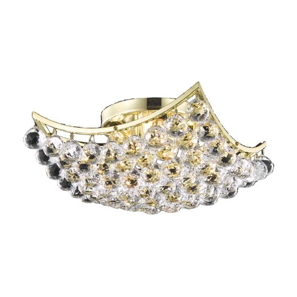 Gold 14'' Flush Mount Light with Clear Royal Cut Crystals