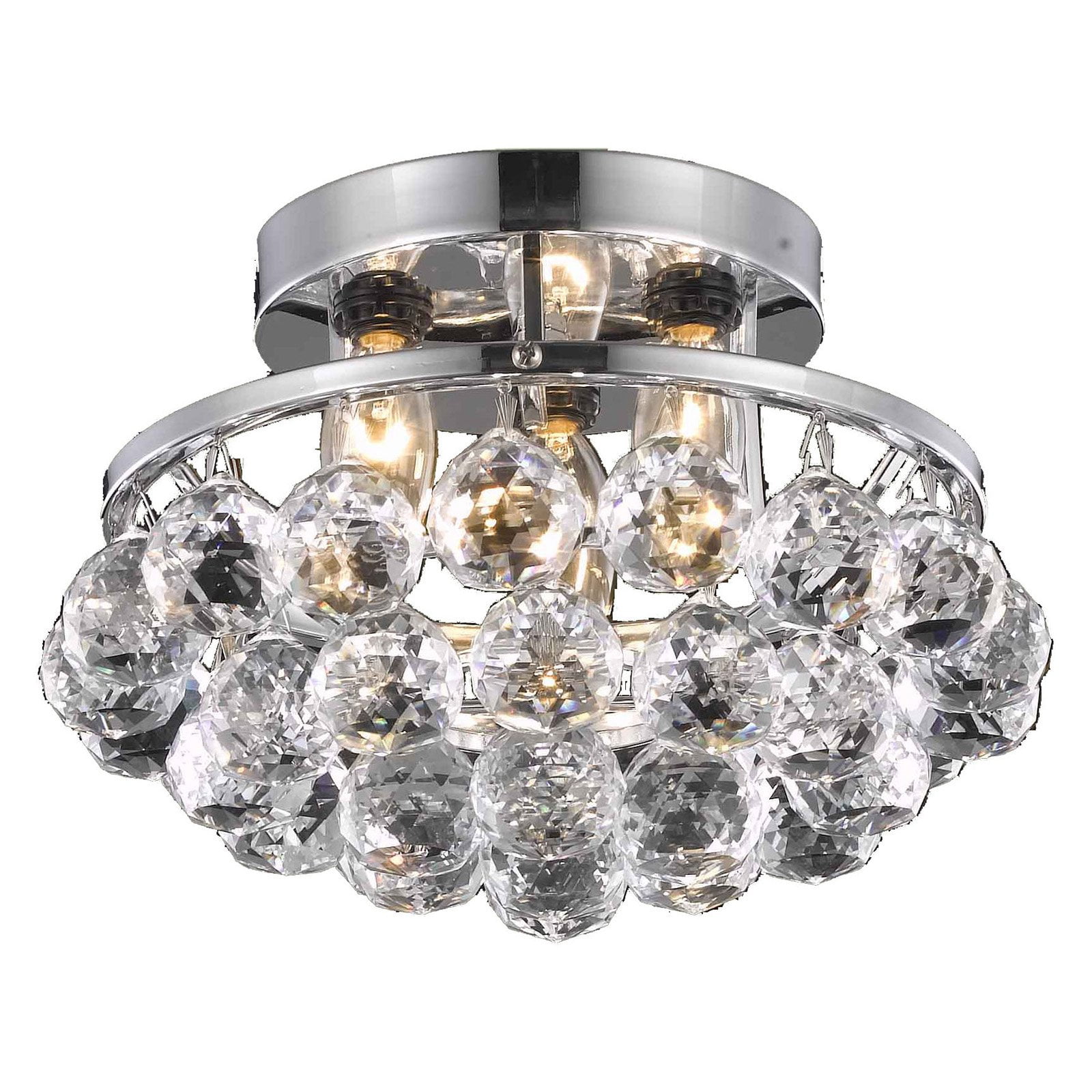 Corona 14'' Chrome Flush Mount with Clear Crystal Balls