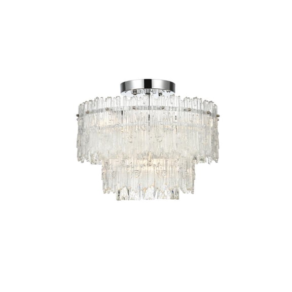 Elegant Lighting Emilia 4-Light Metal & Glass Flush Mount Light in Chrome/Clear