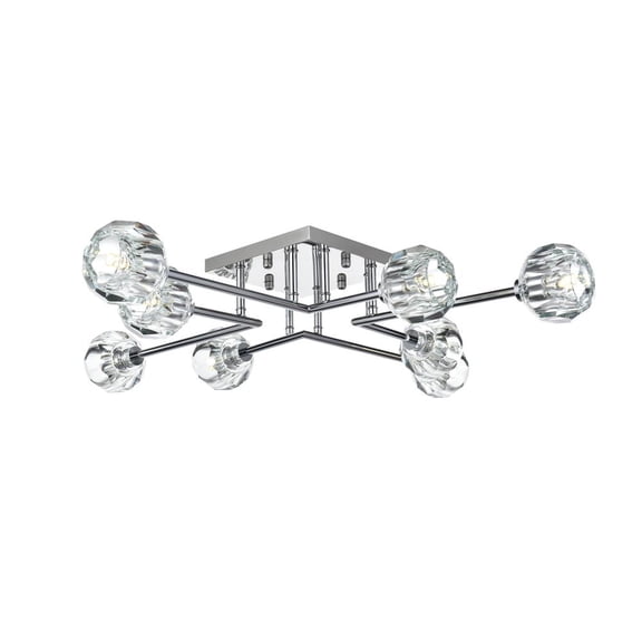 Elegant Lighting Eren 8-Light Metal & Crystal Flush Mount in Chrome/Clear