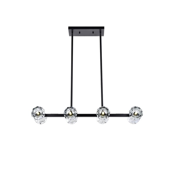 Elegant Lighting Eren 8-Light Metal & Crystal Pendant Light in Black/Clear