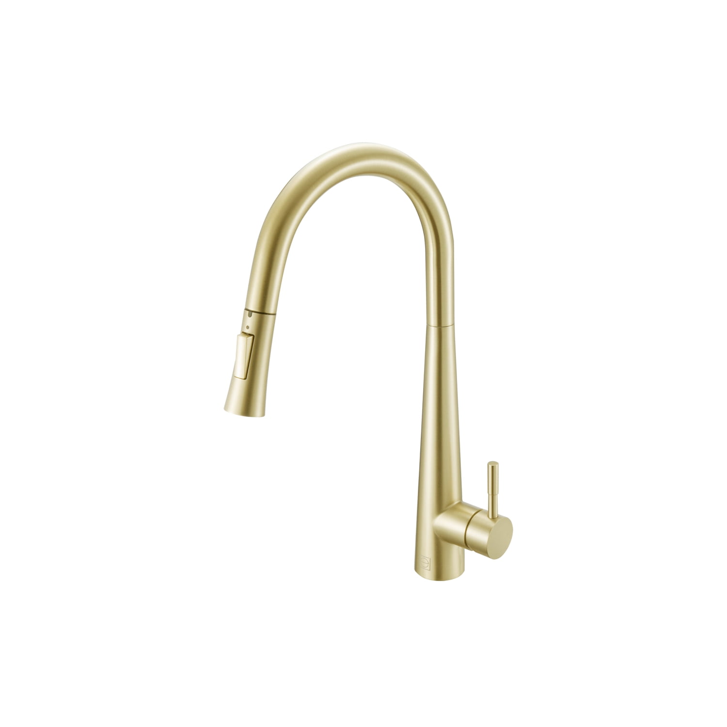 Brushed Gold Stainless Steel Gooseneck Pull-Down Kitchen Faucet