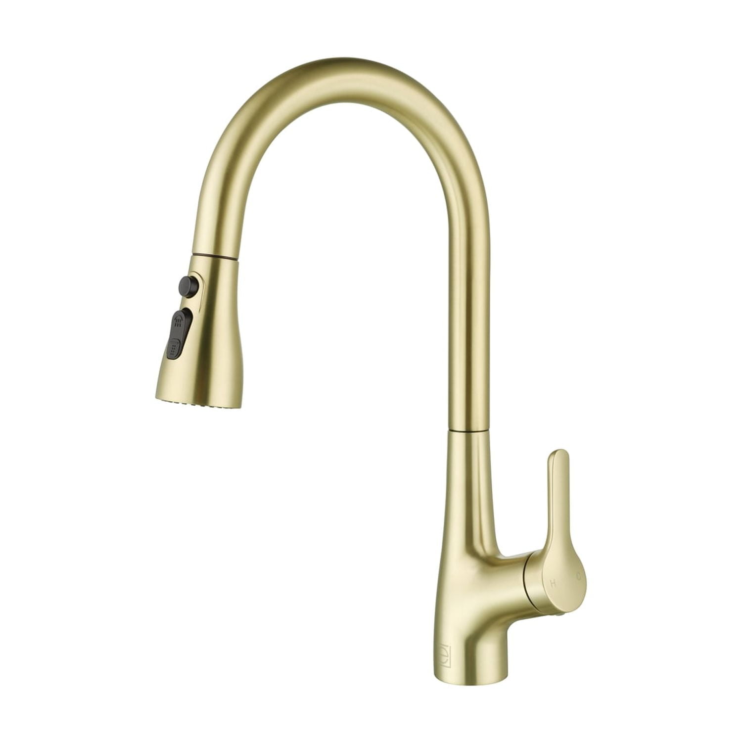 Brushed Gold Stainless Steel Gooseneck Kitchen Faucet with Pull-out Spray