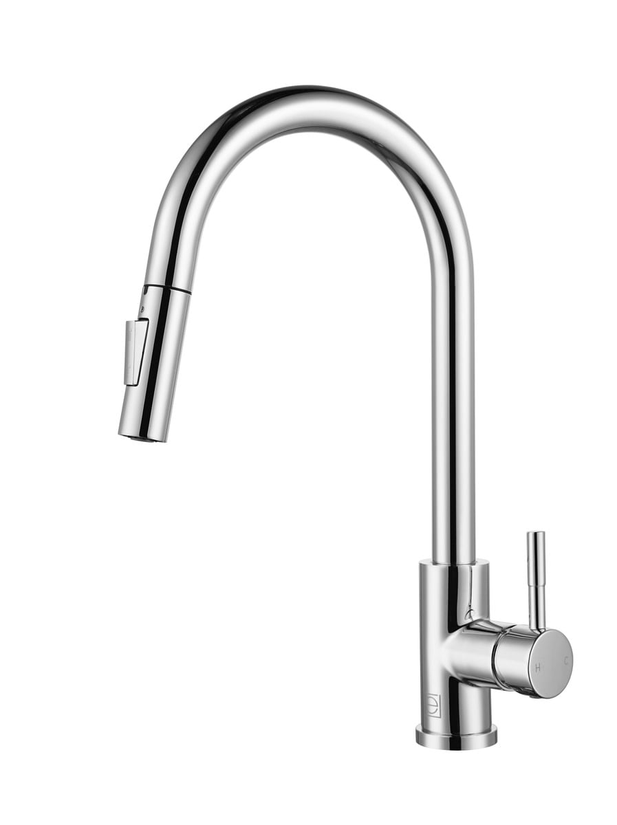 Chrome Gooseneck Touch Kitchen Faucet with Pull-out Spray