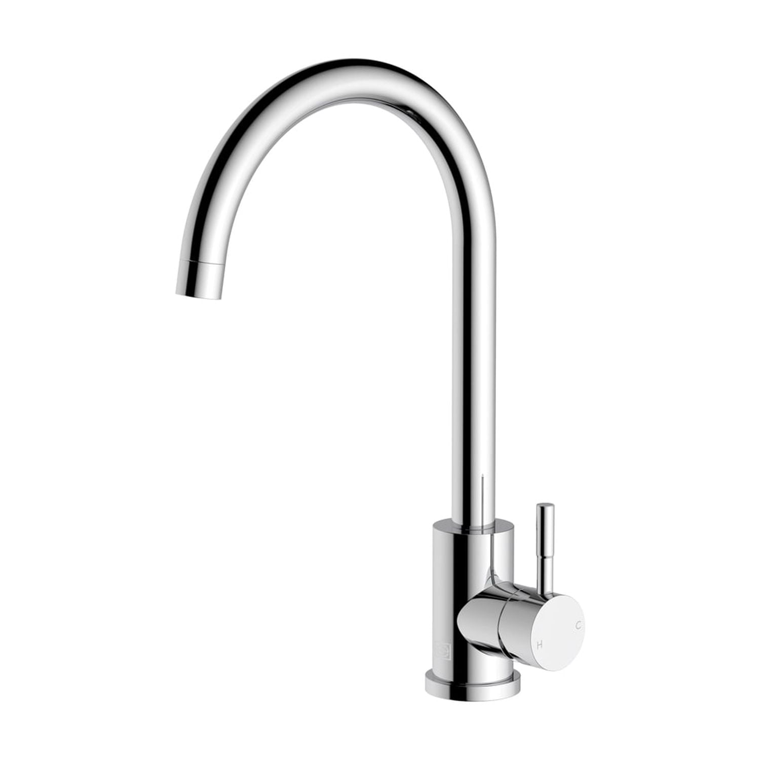 Chrome Gooseneck Single Handle Kitchen Faucet