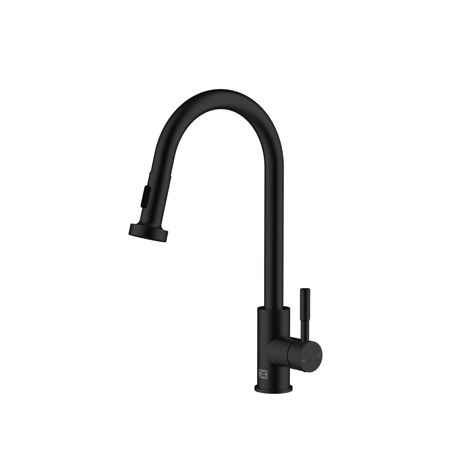 Matte Black Stainless Steel Gooseneck Kitchen Faucet with Pull-out Spray