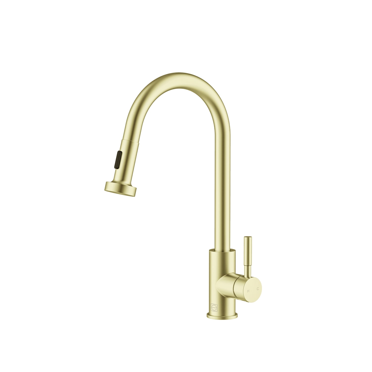 Brushed Gold Stainless Steel Gooseneck Kitchen Faucet with Pull-out Spray