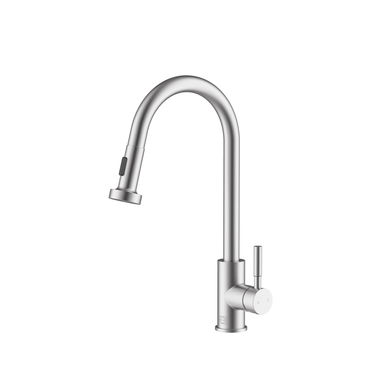 Brushed Nickel Gooseneck Kitchen Faucet with Pull-out Spray