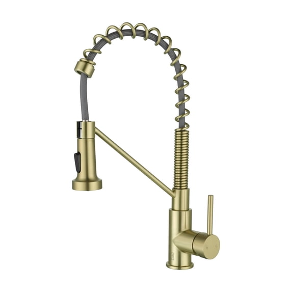 Elegant Lighting Yara Single Handle Pull Down Sprayer Kitchen Faucet In Brushed Gold